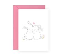Adorable Pets Anniversary Card - 'Cute Bunnies' - Sweet Gift for Birthdays - Present for Married Couples, Parents, Husband, Wife, Boyfriend, Girlfriend - Mothers Day Card - Comes with Fun Stickers