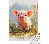 Adorable Piglet Painting Jigsaw Puzzles Puzzle for Adults Kids. 1000 Piece Impossible Challenge Toy Educational Game Home Decoration for Educational Games Gifts 52x38cm/1000pcs