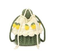 Adorable Pineapple Cake Handmade Crochet Plush Shoulder Bag, Women's Cute Drawstring Wallet with Mini Pineapple Accents, Soft Crochet Bag for Daily Small Essentials & Sweet Gifts