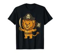 Adorable Pirate Lion Adventure with Jolly Roger Flag T-Shirt