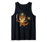 Adorable Pirate Otter Adventure with Jolly Roger Flag Tank Top