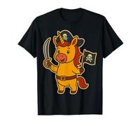 Adorable Pirate Unicorn Adventure with Jolly Roger Flag T-Shirt