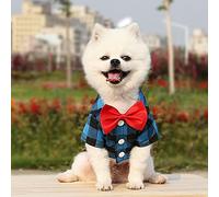 Adorable Plaid Shirt Suit Wedding Attire for Teddy Bear and Bichon Frise Dogs