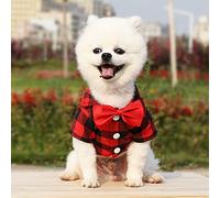 Adorable Plaid Shirt Suit Wedding Attire for Teddy Bear and Bichon Frise Dogs