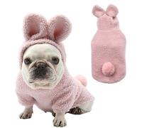 Adorable Plush Bunny Pet Costume - Soft & Warm with Removable Pom-Pom Tail - Perfect for Easter, Halloween, and Everyday Wear (Pink & Blue)