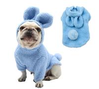 Adorable Plush Bunny Pet Costume - Soft & Warm with Removable Pom-Pom Tail - Perfect for Easter, Halloween, and Everyday Wear (Pink & Blue)