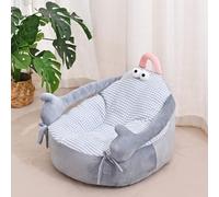 Adorable Plush Dog & Cat Bed, Winter Warm Cosy Pet Sofa Bed with Non-Slip Bottom, Soft Sleeping Pad for Small Dogs Cats Kittens Puppies (Grey,45×45×15cm)