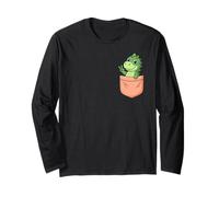 Adorable Pocket Dinosaur Peace Sign Design for Dino Lovers Long Sleeve T-Shirt