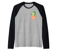 Adorable Pocket Dinosaur Peace Sign Design for Dino Lovers Raglan Baseball Tee