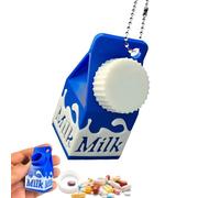 Adorable Pocket Size Creative Milk Carton Keychain Portable Container Case Organizers Holder for Travel Essential Carabiner Milk Carton Medicine Holder
