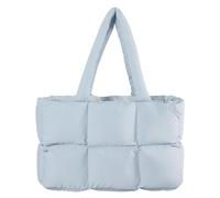 Adorable Puffy Tote Bag - Large Quilted Stylish and Elegant Handbag Lightweight Puffy Check Shoulder Bag Solid Color Aesthetic Soft Cloud Tote for Work Travel Gym Shopping (Blue, 39cm × 25cm × 13cm)