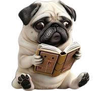 Adorable Pug Acrylic Car Air Vent Fragrance Diffuser,2D Cute Pugs Cars Aromatherapy,Reading Pug Car Vent Clip,Fun & Stylish Interior Accessory,Fresh Scent Car Air Freshener Vent Clip Decoration Gifts