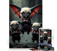 Adorable Pugs Vampires 1000 Piece Jigsaws for Adults Puzzle DownTime Game Decompress Fun Challenge Fine Art (50x75cm)