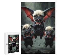 Adorable Pugs Vampires Adult Puzzle, 1000 PCS, Relaxing Jigsaw Activity, A Creative Way to Unwind after A Busy Day, for Family Fun
