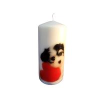 Adorable Puppy Decorative Candle Scentless Pillar Candle with Romantic Cute Dog and Red Heart Design Animal Dog Lovers Special Occasions Birthday