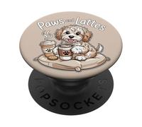 Adorable Puppy Dog Coffee Lover Drink Paws and Lattes PopSockets Adhesive PopGrip