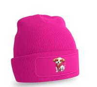 Adorable Puppy Dog Wearing Red Jacket With Pink Heart Beanie Cute Puppy Animal Pet Lover Birthday Gift For Him And Her O/S