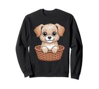 Adorable Puppy In Basket Big Eyes Dog Lover Sweatshirt