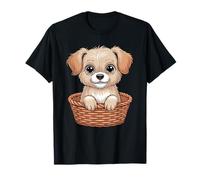 Adorable Puppy in Basket Big Eyes Dog Lover T-Shirt