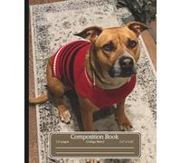 Adorable Puppy sitting wearing a sweater | themed Composition Notebook Collage Ruled: Cozy notebook Cute Animal Dog Themed Gift For Students