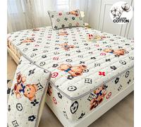 Adorable Quilted Washed Cotton Fitted Mattress Cover - Super Cute Girl's Design, Hypoallergenic Twin XL YMKTCDT5