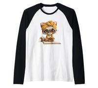 Adorable Raccoon Bookworm Reading with Raglan Baseball Tee