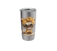 Adorable Raccoon Bookworm Reading with Stainless Steel Insulated Tumbler