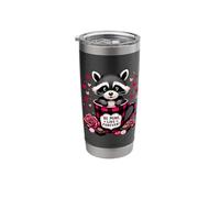 Adorable Raccoon Valentine's Day Design Hearts Roses Stainless Steel Insulated Tumbler
