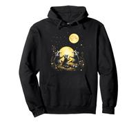 Adorable Raccoons Gazing at the Moon Night Sky Pullover Hoodie