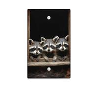 Adorable Raccoons Light Switch Cover Plates/Outlet Covers, Fun Wildlife Design for Home Decor, Thermoplastic Wall Plates, Standard Size Blank Cover Plate