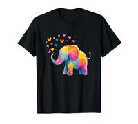 Adorable Rainbow Elephant with Color Hearts T-Shirt