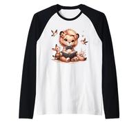 Adorable Reading Lion with Animal Friends Raglan Baseball Tee