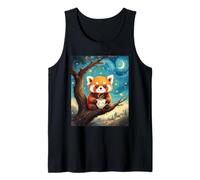 Adorable Red Panda Holding Tea Cup Van Gogh Starry Night Tank Top