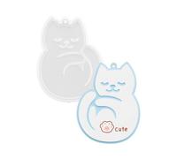 Adorable resin keychain for beginners featuring flexible silicone and simple crease design sleepy cat pendant