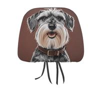 Adorable Schnauzer 1 PCS Car Headrest Cover Universal Headrest Covers Soft Breathable Car Head Rest Covers Set Elastic Head Rest Protector Auto Seat Cover Vehicle Accessories for Cars, Truck, Suv, Van