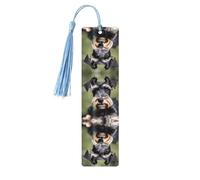 Adorable Schnauzer 1 Pieces Wood Bookmark Gift Book Lovers Natural Wooden Bookmark Ideal for Bookshelf, Office