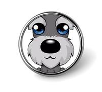 Adorable Schnauzer Badge,Comfort Light in Weight Round Emblem Cute Funny Decor Brooch Smooth Does Not Fade Badges for Hats Jackets Coat Shirt