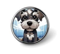 Adorable Schnauzer Badge Holder Exquisite Round Badge with Picture Pin DIY Button Badges Personalized Metal Button Pin Fashion Brooch Crafts Gifts Clothes Decorative Pins