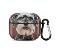 Adorable Schnauzer Bluetooth Earbuds Case Cover Full Body Shockproof Protection Hard Case Support Wireless Charging with Keychain Personalized Gift for AirPods 3
