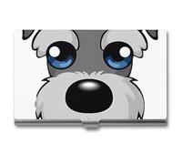 Adorable Schnauzer Business Card Holder,Compact Durable Portable Card Box Flip Cover Tear Lightweight Business Cards Case for Man Woman