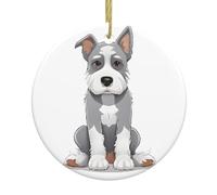 Adorable Schnauzer Christmas Ceramic Circular Pendant Is An Excellent Addition To Your Holiday Decoration
