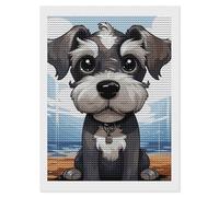 Adorable Schnauzer Diamond Art Painting Kits DIY 5D Diamond Painting Kit for Adults Round Full Drill Diamonds Dots Painting for Beginner Gem Art Craft Home Office Decor 12"x16"