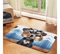 Adorable Schnauzer Dog Food Mats for Floors, 12x18 Inch Non-Slip Super Absorbent Pet Food Mat, Dishwasher Dog Mat for Food and Water, Cute Quick Dry Pet Feeding Mat for Dogs Puppy Cats