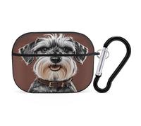 Adorable Schnauzer Earbuds Organizer Shockproof Protective Airpods Pro Cover with Carabiner Clip Anti Fall Carrying Earphone Case Cover for Airpods Pro 2nd Generation Black