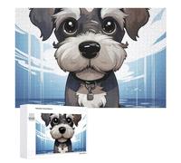 Adorable Schnauzer Jigsaw Puzzle 1000 PCS Challenging Fun Puzzles Wooden Jigsaw Puzzles for Adults Families