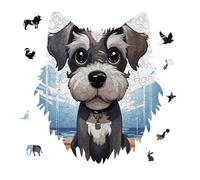 Adorable Schnauzer Jigsaw Puzzle 175PCS Wolf Head Design Puzzle Wooden Jigsaw Puzzles for Adults Families