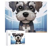 Adorable Schnauzer Jigsaw Puzzle 500 PCS Challenging Fun Puzzles Wooden Jigsaw Puzzles for Adults Families