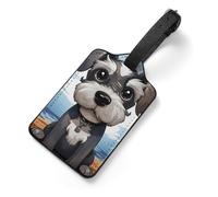 Adorable Schnauzer Luggage Tags Cute Unique Luggage Tag with Name Address Labels Durable PU Suitcase Identifiers Travel Tags for Suitcases Backpacks Bags