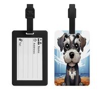 Adorable Schnauzer Luggage Tags Suitcases - TPU Travel Bag Tags with Name Id Label and Black Loop - Unique Cute Id Labels for Women Men Suitcase Baggage Bag Backpack Instrument