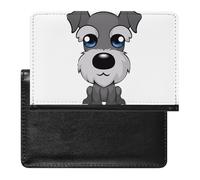 Adorable Schnauzer Passport Holder PU Leather Slim Passport Cover with Card Slots Travel Document Holder Cover